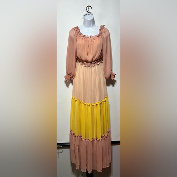 Champagne Dresses & Skirts - Champagne & Strawberry Women’s Beautiful Multicolor‎ Maxi Dress Size Small